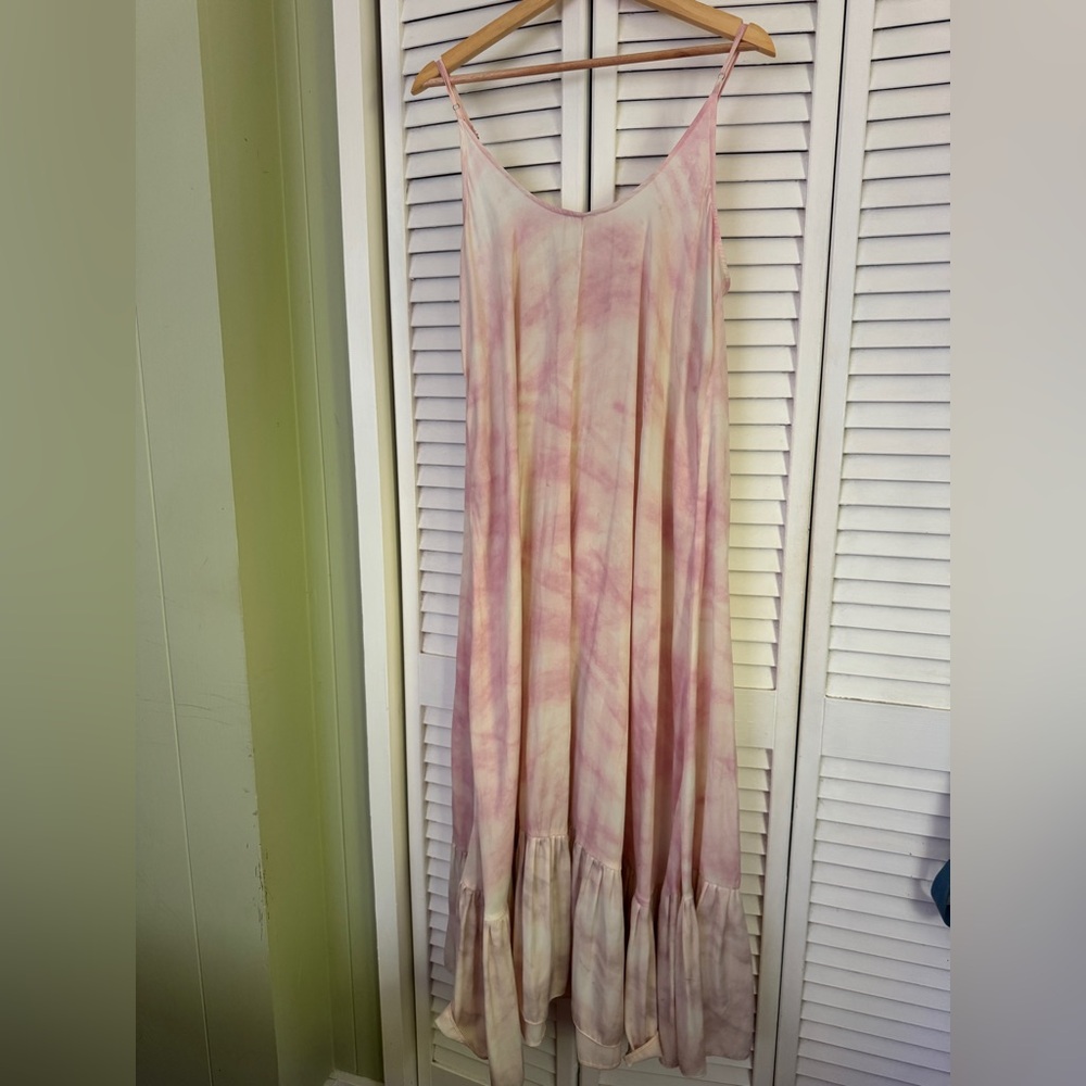 Intimately by Free People Women's Pink Tie-Dye Maxi Slip Dress with Ruffle Hem - Picture 2 of 7